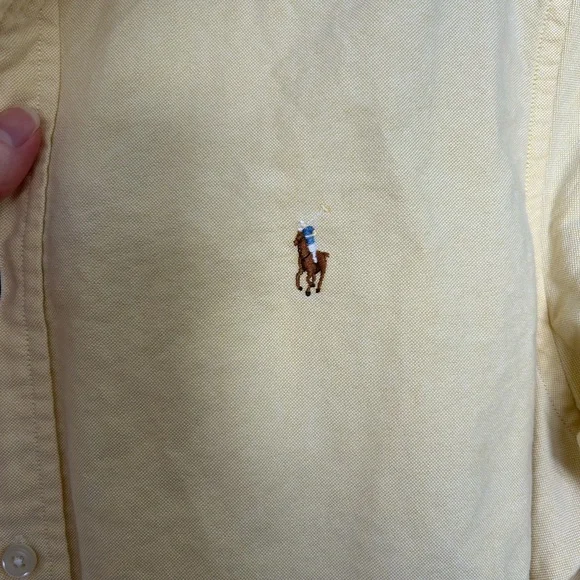 Polo Ralph Lauren Classic Fit Oxford Yellow Button Down Long Sleeve‎ Shirt Large - Picture 4 of 7